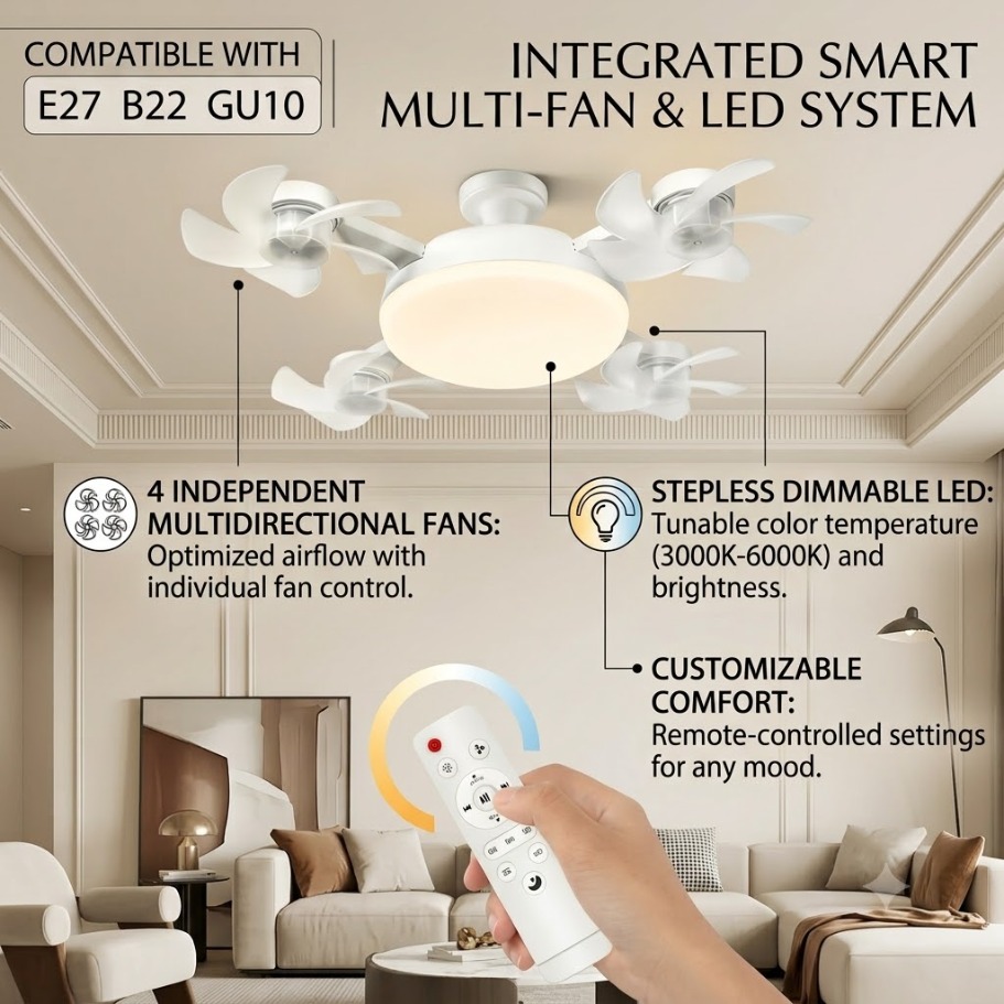 Drone Beacon Light - Kipas Angin Plafon 3-in-1 Model Drone